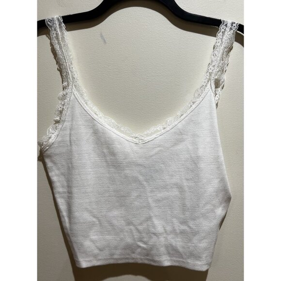 Forever 21 Crop Sleeveless Size Medium ~ White Lace Straps - Picture 1 of 6